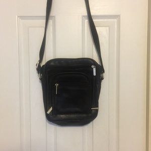 Black leather over shoulder purse